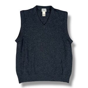 LL Bean Vest Gray 100% Lambs Wool Golf Peppy Sleeveless Classic Dad Grandpa Sz M